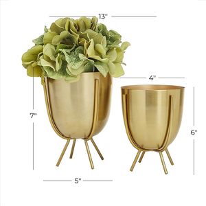 Metal Indoor Outdoor Planter Small And <b>Large</b> Small Planter <b>Pot</b> with Removable Stand, Set of 2 Planters - Product Image 3