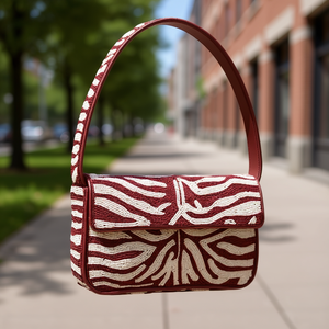 Bolso de Mano Artesanal de Lujo con Cuentas de Cristal Indias, Asa Tipo Baguette Colorida, Duradero, Accesorio de Moda Diaria, Bolso Tote - Product Image 3