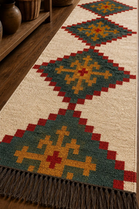 Custom Size Southwestern Boho Tribal Wool Jute <b>Runner</b> <b>Rug</b> Handwoven Kilim Hallway Entryway Rustic Farmhouse Floor Carpet - Product Image 5