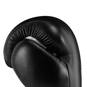 Gants de boxe en cuir de vachette noir mat avec logo embossé personnalisé, support de poignet pour professionnels, 12 oz - Product Image 5