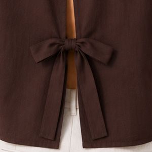 Camisa Corta Bordada Marrón Personalizada para Mujer, Blusa Casual de Verano con Botones y Manga Corta, Top de Moda con Logotipo Personalizado en Mezcla de Lino - Product Image 6