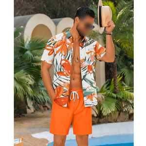 Superior Quality Made In Pakistan Button Front Short Sleeve Shirt And Shorts <b>Set</b> Breathable Printed Summer Men's Shirt <b>Set</b> - Product Image 5