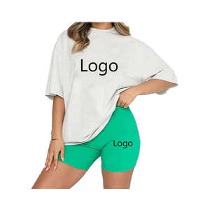 Conjunto de camiseta y pantalones cortos de verano más vendido para mujer, ropa de última moda, camiseta corta transpirable informal para mujer con bordado - Product Image 2