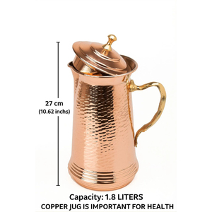 Carafe à eau en cuivre pur de conception indienne, très populaire, avec couvercle, logo personnalisé, prix bas, qualité supérieure, carafe en métal pour boire - Product Image 2