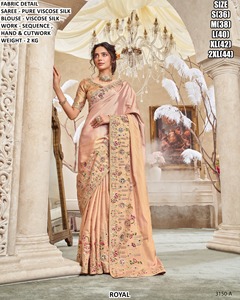 Sari Tradicional Blue Majesty para Fiestas de Invierno y Verano, Sin Arrugas y con Absorción de Humedad - Product Image 2
