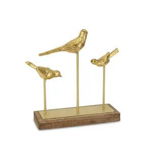 Juego de Esculturas de Pájaros Dorados, Decoración de Mesa Hecha a Mano en Latón, Figura Animal Contemporánea para Sala de Estar - Product Image 3