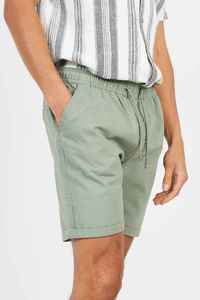 Pantalones Cortos Bermuda de Algodón Verde Sólido para Hombre con Bolsillos, Cintura Elástica, Corte Medio, Transpirables y Tejidos - Product Image 6