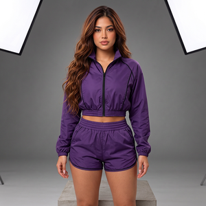 Conjunto de Pantalones Cortos Cortavientos de Marca Privada, Ropa Deportiva de Nailon Tejido para Mujer, Diseño 2 en 1, Ropa Deportiva Urbana de Invierno para Marcas Deportivas - Product Image 3