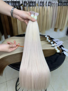 Precio de fábrica 100g Extensiones de cabello crudo ruso a granel 55 cm Cabello humano crudo vietnamita teñido en todos los colores - Product Image 5