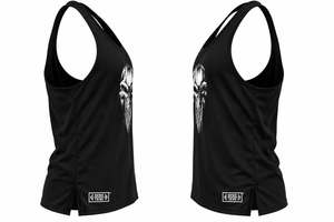 Gothic Skull Print <b>Men's</b> Tank Top Breathable Polyester O-Neck Front Logo - Product Image 3