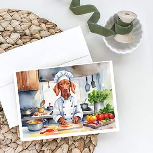 Vizsla the Chef Whimsical A7 Tamaño 5x7 Tarjetas de notas en blanco Paquete de 8 tarjetas de felicitación con sobres - Product Image 2