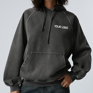 Sudadera con capucha para mujer, personalizada OEM/ODM, 100% algodón, oversize, hombros caídos, peso pesado 500GSM, lavado ácido y a la piedra, larga - Product Image 1