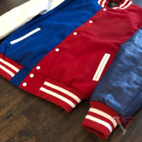 Veste de baseball varsity en laine bicolore pour homme, sur mesure, à manches longues, pour l'hiver, avec patchs en chenille brodés