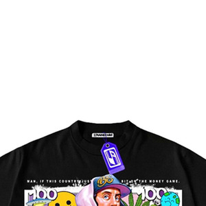เสื้อยืดคอกลมแขนสั้นสีดำสำหรับผู้ชาย ผ้าเจอร์ซีย์คอตตอน 100% พิมพ์ลายสกรีน ทรงปกติ เป็นมิตรกับสิ่งแวดล้อม - Product Image 4