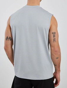 Camiseta Deportiva Personalizada al por Mayor con Logotipo, Talla Grande, para Gimnasio y Fitness, Camiseta Deportiva Corta sin Mangas de Algodón Personalizada para Hombre, Camiseta Deportiva Ajustada para Gimnasio - Product Image 3