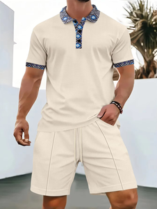 Conjunto Deportivo para Hombre 2026, Camiseta Polo con Botones a la Moda de Verano, Pantalones Cortos con Cordón, Conjunto de 2 Piezas de Algodón - Product Image 6