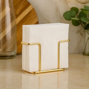Decorative Gold Metal Tissue Holder Tabletop Napkin Rack Organizer for Home Hotel Restaurant Kitchen Dining <b>Table</b> Accessories - Product Image 2
