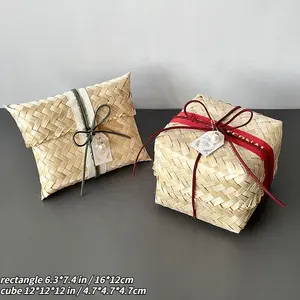 SET 2 gift box wallet bamboo woven packaging bags gifts & crafts boxes gift bag small Souvenir for wedding christmas birthday