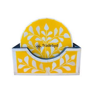 Ensemble de sous-verres carrés de luxe en os incrusté faits à la main, sous-verres multicolores de qualité supérieure Tradebyd - Product Image 4