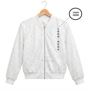 Cosh International <b>Women</b>’s Flip White Sequin Varsity <b>Jacket</b> Embroidered Casual <b>Spring</b> Concert Wear Greek Apparel - Product Image 1