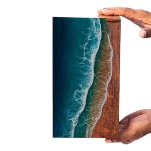 Ocean Wave Resin Cremation Urn Handcrafted Rosewood <b>Memorial</b> <b>Box</b> handmade creamation urn <b>box</b> - Product Image 2