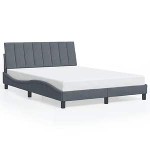 Telaio del letto in velluto 53.9 "x 74.8" grigio scuro con testiera imbottita-letti nella fondina - Product Image 1