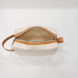 Trousse de Toilette en Cuir et Toile, Organisateur de Voyage Étanche, Trousse de Maquillage Grande Capacité, Étui de Voyage LCTB-0088 - Product Image 4