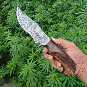 Cuchillo de Caza Nórdico de Acero de Damasco con Funda, Hoja Entera, Cuchillo de Camping con Mango de Palisandro, Grado Industrial, OEM Personalizado - Product Image 4