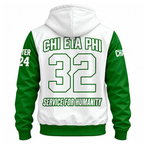 เสื้อฮู้ดซิปผู้ชาย Chi Eta Phi สีเขียวขาว พิมพ์ลาย Sublimation บทที่ 32 บริการเพื่อมนุษยชาติ เสื้อฮู้ดลำลองสำหรับฤดูใบไม้ร่วง - Product Image 3