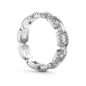 Anillo de Cadena con Diamantes, Oro Sólido de 14K/18K, Corte Redondo, Diamantes Cultivados en Laboratorio, Engaste Pavé, Diseño Flexible y Apilable, Anillo Unisex de Lujo para Uso Diario - Product Image 5