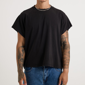 เสื้อยืดโอเวอร์ไซส์ผู้ชาย พิมพ์ลายโลโก้ ผ้าฝ้าย 100% เสื้อยืดไซส์ใหญ่ ทรงครอป ไหล่ตก ซักแล้ว เสื้อยืดผู้ชาย - Product Image 1