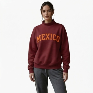 เสื้อสเวตเชิ้ตผู้หญิงสีเทาเฮเทอร์ แบรนด์ MEXICO แบบมีซับใน คอสูง |   เสื้อสเวตเตอร์คอเต่าทรงโอเวอร์ไซส์ปักลายสำหรับฤดูหนาว ODM - Product Image 6