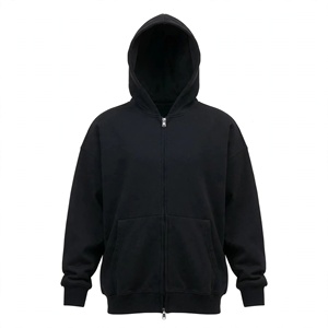Sweat-shirt à capuche zippé pour homme en molleton bouclette 400 g/m², double fermeture éclair, coupe ample, streetwear hiver, OEM - Product Image 3
