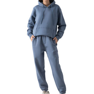 Nuevo Conjunto Deportivo Extra Grande para Mujer, Talla XL, 100% Algodón, con Estampado Personalizado, Hombros Caídos, Sudadera con Capucha y Pantalones Deportivos - Product Image 1