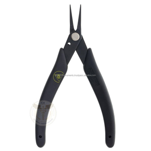 Pince à épiler Xuron professionnelle à pointe dorée en acier inoxydable avec manche noir, outil de préhension de précision léger et lisse pour bijoux - Product Image 4
