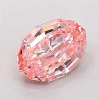 Diamante CVD suelto de corte ovalado escalonado de 1 a 5 quilates, rosa intenso de fantasía, cultivado en laboratorio, con pulido artesanal certificado por IGI para la fabricación de joyas.