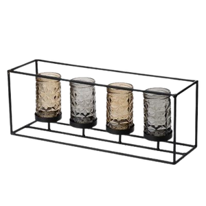 Modern <b>Black</b> Iron Candle Stand With Three Holders For Home Decoration - Product Image 3