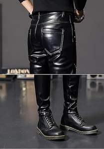 Pantalones de Cuero para Hombre, Estilo Vintage, Ajustados, Casuales, de Cuero Genuino de la Mejor Calidad - Product Image 6