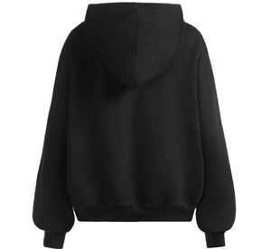 <b>Black</b> Rhinestone Heart <b>Wings</b> Zip-Up Hoodie Unisex Oversized Casual Autumn Wear Knitted Polyester Sweatshirt - Product Image 2