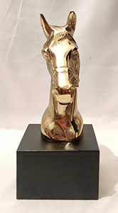 Messing Pferdekopf Statue Reiterbuste Skulptur mit Holzsockel Heim- und Bürodekoration Geschenk Erhältlich zum Großhandelspreis Wohndekoration - Product Image 2