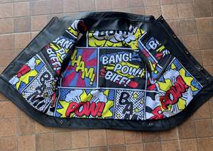 เสื้อกั๊กหนังวัวแท้ MC พร้อมรายละเอียดผ้านวมหกเหลี่ยมประดับเพชร - Product Image 5