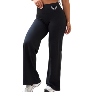 <b>Black</b> <b>Straight</b> <b>Leg</b> Yoga Pants Women High Waist Gymwear Stretch Fitness Training Workout Activewear Performance <b>Trousers</b> - Product Image 3