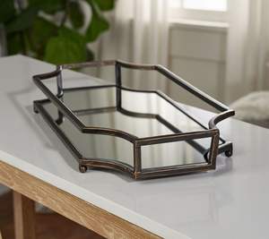 Stylish Decorative Metal And <b>Mirror</b> Tray For Table Centerpiece With <b>Mirror</b> Base For Home And Wedding Decoration - Product Image 5
