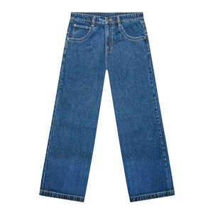 Jean décontracté en denim délavé pour homme, coupe droite et large, avec boutons, en coton écologique, toutes saisons, style vintage, vente en gros - Product Image 1