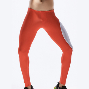 New Hot Sale Orange And White Strip <b>Men's</b> Athletic Leggings <b>For</b> Sportswear Quick Dry <b>Tight</b> Pants <b>for</b> <b>Compression</b> Leggings - Product Image 1