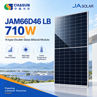 Panneau solaire bifacial double vitrage de type N JA Solar JAM66D46-715/LB 710W, module photovoltaïque fiable à haut rendement pour projets commerciaux