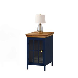 Comodino in legno massello blu scuro comodino e divano tavolino laterale per camera da letto e soggiorno armadio di stoccaggio - Product Image 3