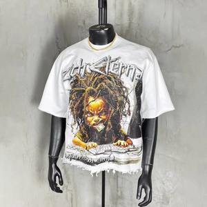 Custom Wholesale 3D Print Logo Streetwear Graphic Tshirt Vintage Distress Oversized Boxy Cropped T <b>Shirt</b> <b>Men</b> - Product Image 4