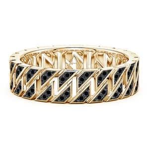 Anillo de Boda Vintage de Oro Amarillo con Diamante Negro Redondo Natural, Lujoso, Unisex, para Uso Diario, Oro de 10K, 14K, 18K, Plata 925, 935 - Product Image 2