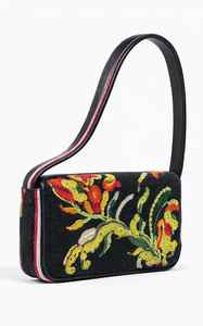 Bolso de Hombro de Lujo Hecho a Mano con Cuentas para Mujer, Bordado Floral Negro, Elegante para Fiestas Nocturnas, Regalo Promocional, Cierre de Cremallera - Product Image 2